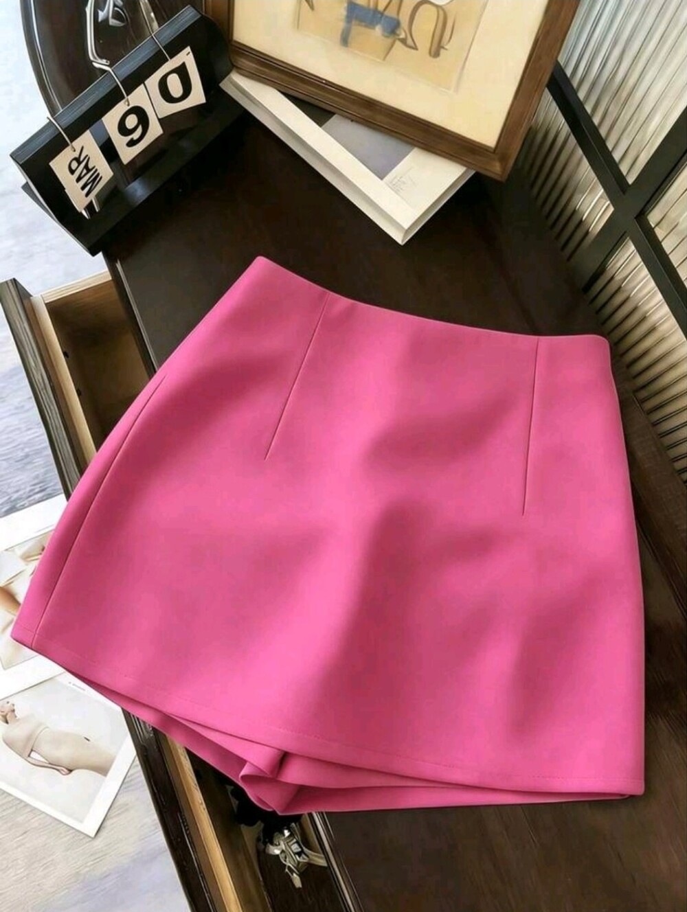 Franclia Metal Button Design Split Hem Skorts - Picture 2 of 4